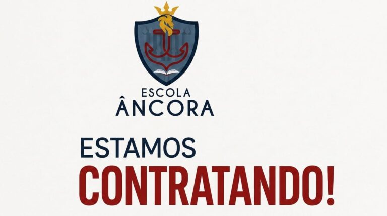 Banner de contratação da Escola Âncora com o texto 'Estamos Contratando' em destaque.