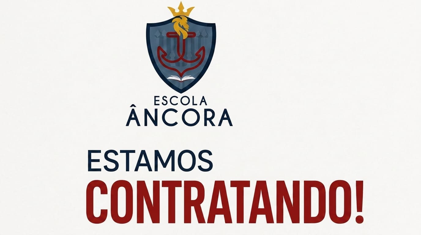 Banner de contratação da Escola Âncora com o texto 'Estamos Contratando' em destaque.