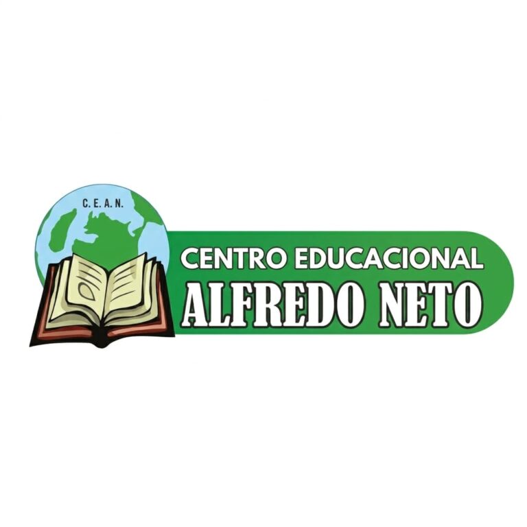 Logotipo oficial do Centro Educacional Alfredo Neto com ícone de livro aberto e globo.