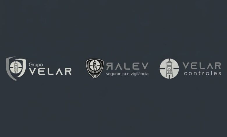 Assistente de DP Sênior - Grupo Velar - Tijuca, RJ 1 Logotipos do Grupo Velar, Velar Segurança e Vigilância e Velar Controles em tons de cinzento e branco sobre fundo escuro, anunciando vaga de emprego aberta.