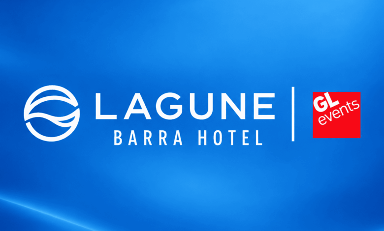 Logotipo do Lagune Barra Hotel em fundo azul