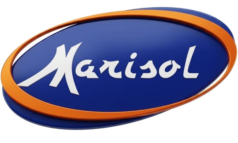 Logotipo oval da empresa Marisol Madeiras em tons de azul e laranja com a escrita Marisol em branco, anunciando vaga de emprego.