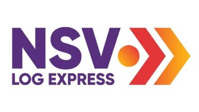 Auxiliar Administrativo - Nsv Logistica - Santa Cruz, Rio de Janeiro 1 Logotipo da empresa NSV Log Express em letras roxas acompanhado por um símbolo de setas laranjas e vermelhas indicando movimento.