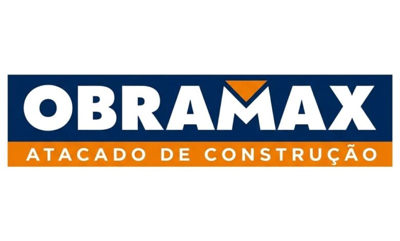 Assistente de Logística - Campo Grande, RJ 1 Logotipo da Obramax Atacado de Construção em azul e laranja com letras brancas, anunciando vaga de emprego aberta.