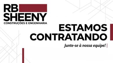 RB Sheeny oferece trabalho freelancer para profissionais da construção civil - Rio de Janeiro 1 Banner de recrutamento com o texto Estamos Contratando e a marca RB Sheeny Construções e Engenharia em fundo limpo e profissional.