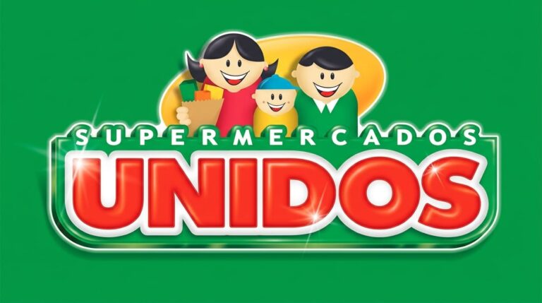 Logotipo do Supermercados Unidos em fundo verde