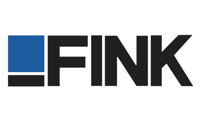 Logotipo da Fink Mobility com o nome FINK em letras pretas e símbolo quadrado azul à esquerda.