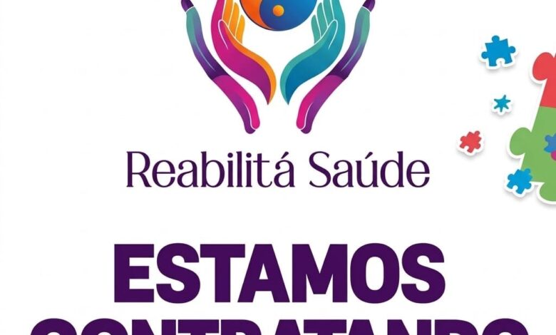 Recepcionista - Reabilitá Saúde - Barra da Tijuca, Rio de Jane 1 Logotipo da Reabilitá Saúde com ilustração de mãos, símbolo yin-yang e coluna vertebral acima do nome da clínica de fisioterapia.
